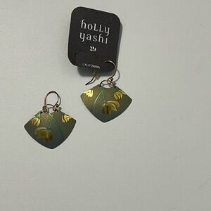 Holly Yashi Gold and Green Floral Earrings